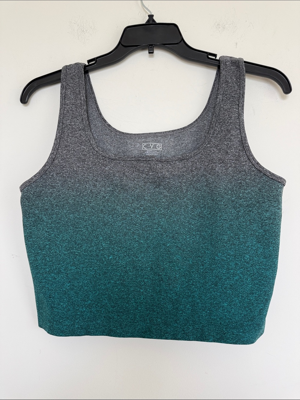 C V G Ombre Grey to Teal Scoop Neck Tank